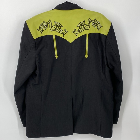 Vintage Sergio Vadducci Western Jacket Blazer Cowboy Rockabilly XL Black Grn - Picture 7 of 14